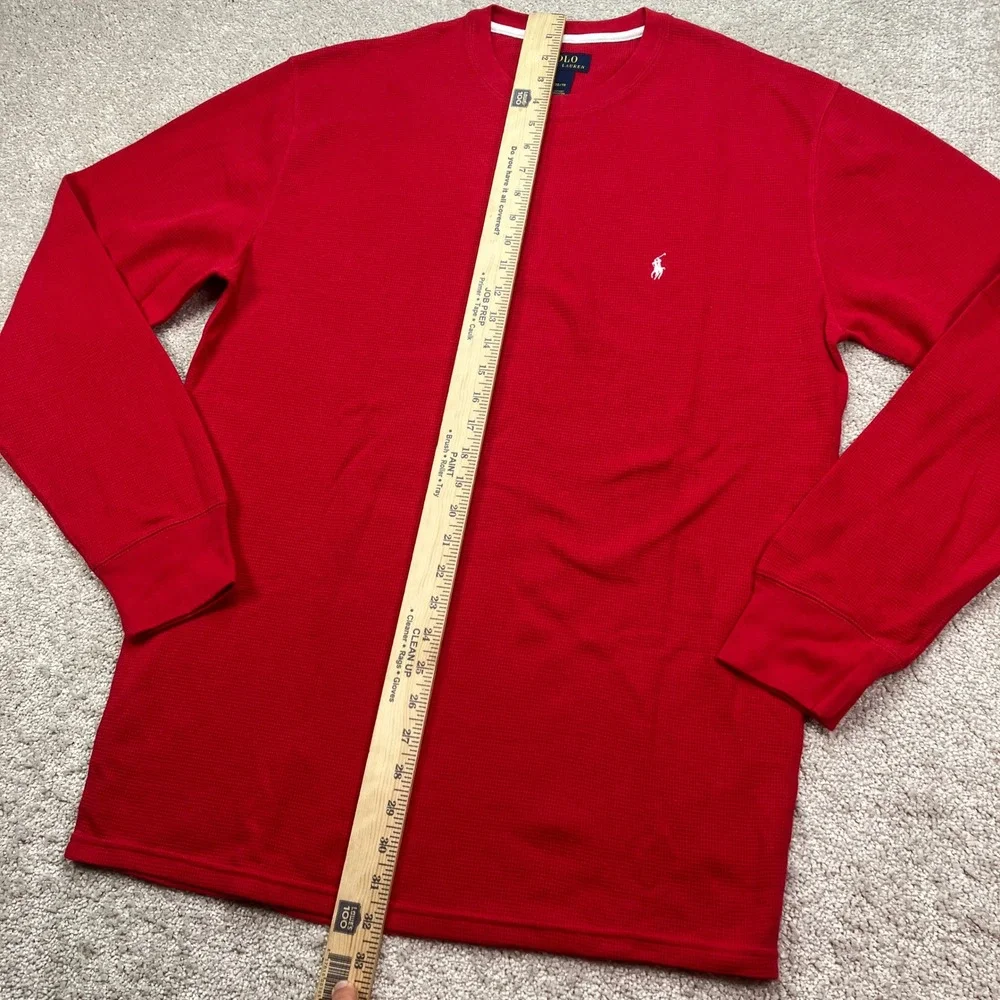 Polo Ralph Lauren Men XL Thermal Shirt Red Long Sleeve Waffle Knit Crewneck